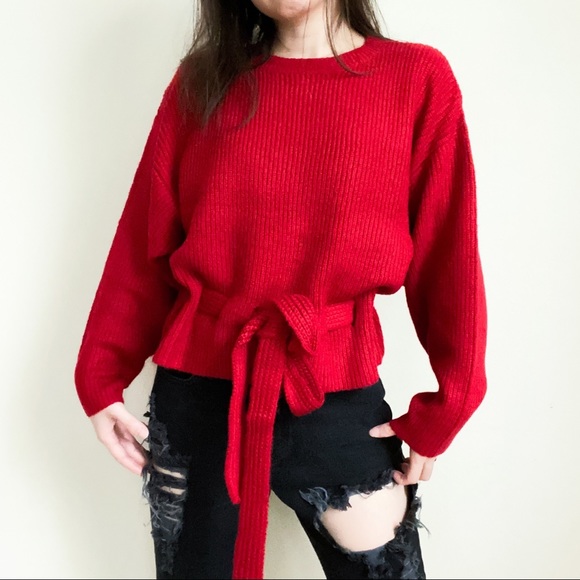 SmilingBear Sweaters - 🟥LAST2️⃣-NWT oversized belted sweater in rose red